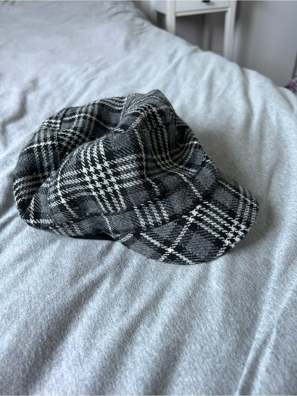 Classic Black & White Plaid Baker Boy Cap